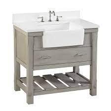 This rustic style bathroom vanity will be perfect for any bathroom. Charlotte 36 Farmhouse Bathroom Vanity With Apron Sink Quartz Top Kitchenbathcollection