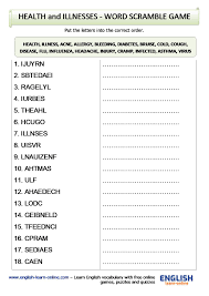 32 symptoms & common matching formal and informal names of illnesses identifying each disease or illness from its description extension: Health And Illnesses Vocabulary In English With Games And Puzzles