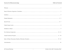 Society for Ethnomusicology Table of Contents Welcome  ..........................................................................