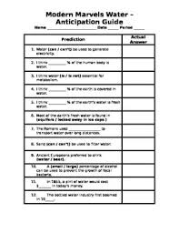 Modern Marvels Water Anticipation Guide By Carey Munoz Tpt