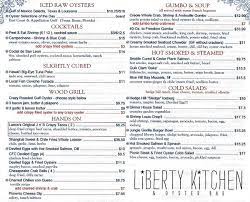 Our deli counter offers freshly sliced deli meats and cheeses by the pound, along with a selection of everyday antipasto items to go. Liberty Kitchen And Oyster Bar Menu