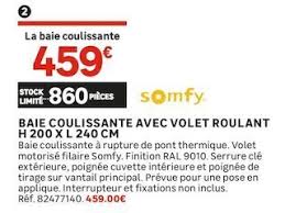 Roulette baie coulissante leroy merlin op dit moment ben ik de website aan het aanpassen. Promo Baie Coulissante Avec Volet Roulant H 200 X L 240 Cm Chez Leroy Merlin