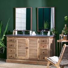 Meuble double vasque bois naturel. 17 Meubles En Bois Massif Pour La Salle De Bains
