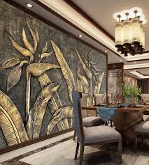 3d Embossed Look Gold Sculpture Wallpaper Mural Custom Photo Wallpaper Embossed Wallpaper Mural Wallpaper