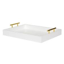 Kate And Laurel Lipton White Decorative Tray 210773 The Home Depot Tray Decor Serving Tray Decor Decorative Tray