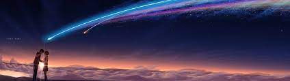 Kimi No Na Wa Your Name My Hastily Done Dual Monitor Edit Of A Widely Available Wallpape Dual Screen Wallpaper Dual Monitor Wallpaper Background Hd Wallpaper