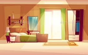 Vector Cartoon Illustration Of A Bedroom Interior Quality Living Room Furniture Bedroom Interior Modern Bedroom