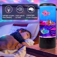 Toycol Bubble Aquarium Lamp with Fake Fish and Color Changing LED Light