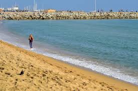 Barceloneta beach is roughly a 20 minutes walk from la rambla, barcelona's most famous avenue. Barceloneta Beach Near Port Vell In Barcelona Spain Encircle Photos