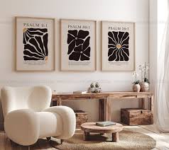 Psalms Collection, Set of 3 Black Christian Prints, Black and Yellow  Christian Posters, Modern Christian Decor, Christian Flower Prints