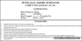 Soal Pas Kimia Kelas 12 K13 Tahun 2020 2021 Websiteedukasi Com