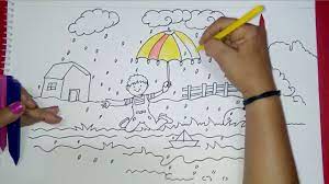 Raincoat drawing kid raincoat drawing rain hat. How To Draw Rainy Day For Kids Learn How To Draw