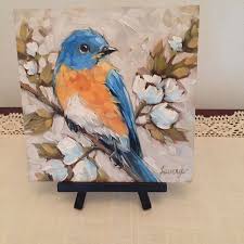 Karin Rollinger Added A Photo Of Their Purchase Flower Painting Canvas Birds Painting Bird Nest Painting