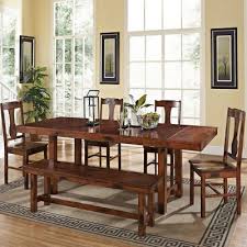 6 Pc Distressed Dark Oak Wood Dining Kitchen Set Dining Table In Kitchen Solid Wood Dining Set Dining Set With Bench