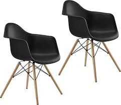 Gather around the table with comfortable dining room chairs. Mahmayi Furniture Set Of 2 Black Eames Style Armchair With Natural Wood Legs Eiffel Dining Room Chair Lounge Chair Arm Chair Arms Chairs Seats Wooden Wood Leg Base Molded Plastic Buy
