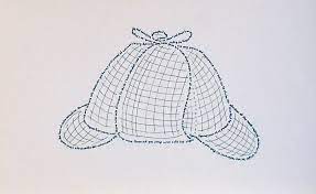 Ink Miniature Line Drawing Of Sherlock Holmes Deerstalker Hat Created Using Text Of The Classic Work Itself Hat Drawing Sherlock Holmes Hat Deerstalker Hat