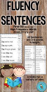 Sight Word Fluency Sentences Fry S First 50 Words Sight Word Fluency Sight Words Kindergarten High Frequency Words