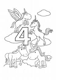 Unicorn 5 planse de colorat gratuite pentru copii. Patru Unicorni