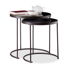 Modern coffee table nesting tables, marble material top, metal base, set of 2, for living room or lounge (white, black). Black Glass Side Table Set Of 2 Buy Now