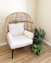 Better Homes And Gardens Ventura Boho Stationary Wicker Egg Chair Walmart Com In 2021 Egg Chair Boho Chair Chair