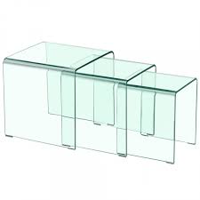 Plateau supérieur en verre trempé transparent épaisseur 8 mm. Table Basse Gigogne Transparente Hote 3 Suisses