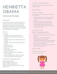 child care provider resume samples