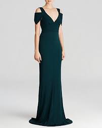 Abs By Allen Schwartz Gown V Neck Cutout Shoulder Jersey Women Dresses Bloomingdale S Prom Dresses Long With Sleeves Dresses Gowns