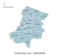 Vasfiye aşoğlu i̇ş merkezi no:19 daire: District Map Sakarya Province Turkey Stock Vector Royalty Free 1265429248