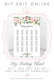 Wedding Seating Chart Poster Portrait 24x36 Blush Florals