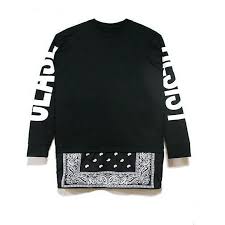 Black And White Long Sleeve Shirt Men Cease Desist Bandana Hip Hop Long Sleeve Bandana Shirts Side Zipper Men Design Tee Shirts Extended Shirt Tee Shirt Designs Mens Sweatshirts Hoodie Zipper Shirt