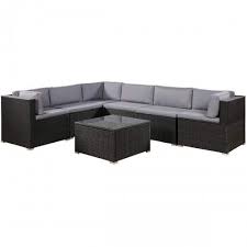 7 Piece Furniture Set Outdoor Sectional Conversation Set With Soft Cushions Walmart Com Rattan Patio Furniture Black Patio Furniture Sectional Furniture