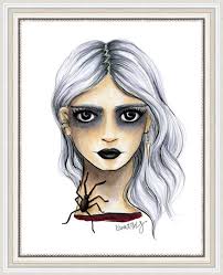 Spider Neck Spooky Girl Art Print by Kara Ashley