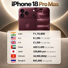 iPhone 18 Series Global Pricing 🇮🇳🇺🇸🇬🇧🇦🇪🇯🇵🇻🇳🇹🇭 | India vs US,  UK, Dubai, Japan, Vietnam & Bangkok Apple's latest iPhone 18 lineup is  here! 🍎📱 Here's a complete look at the pricing of