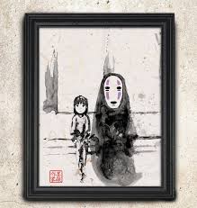 Studio Ghibli Art Spirited Away Authentic Asian Paper Real Leaves Miyazaki Japanese Movie Japanese Sumi Hand Watercolor Ilustration In 2020 Studio Ghibli Art Ghibli Art Art