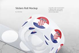 Free sticker mockup psd to download. Stickers Roll Mockup In Packaging Mockups On Yellow Images Creative Store