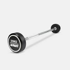 Standard barbells weigh approximately 20 lbs (7.5 kg), and olympic barbells weigh 45 lbs (20 kgs). Pu Fixed Weight Straight Barbell
