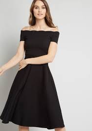 Modcloth Ponte Knit Midi Dress With Scalloped Neckline Black Knit Midi Dress Mod Cloth Dresses Dresses