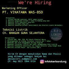 Maybe you would like to learn more about one of these? Lowongan Kerja Pt Vinatama Mas Bsd Cv Bangun Guna Sejahtera Bandung Januari 2018 Info Loker Bandung 2021