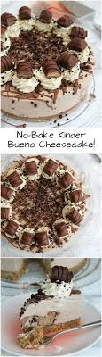 No Bake Kinder Bueno Cheesecake A Buttery Biscuit Base Kinder Chocolate Kinder Bueno Filling Whipped Cream Melted Cho Cheesecake Recipes Desserts Baking