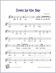 Download and print free guitar sheet music (notation and tab) and guitar lead sheets format:pdf | makingmusicfun.net. Down By The Bay Free Sheet Music Lead Sheet Makingmusicfun Net