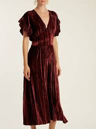 Deep V Neck Velvet Midi Dress Masscob Matchesfashion Us Midi Dress Velvet Midi Dress Dresses