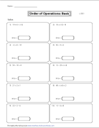 order of operations worksheets