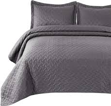 Amazon Com Bedsure Quilt Set Grey King Size 106x96 Inches Basket Weave Pattern Bedspread Soft Microfiber Lightweight Coverlet For All Season 3 Pieces Includes 1 Quilt 2 Shams Home Kitchen