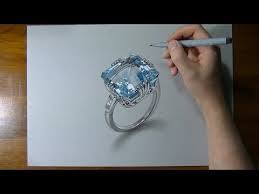 How I Draw An Aquamarine Ring Youtube Engagement Ring Drawings Jewelry Drawing Jewellery Sketches