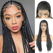 In this basic braiding tutorial, i'll show you how to put a wig or hair extension into a clean, straight braid. Amazon Com Rdy Synthetic Braids Wig For Black Women Natural Hairline Box Braided Lace Front Wigs With Baby Hair 180 Density Full Hand Made Long Mirco Braids Wig 18inch Beauty