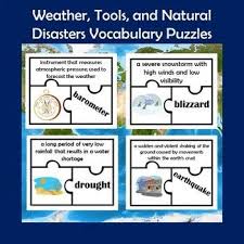 Weather Tools And Natural Disasters Vocabulary Puzzle Natural Disasters Middle School Social Studies Lessons Interactive Science Notebook