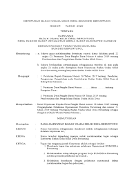 Sk bpd tentang bumdes, salah satunya adalah mengenai persetujuan rancangan peraturan desa tentang penyertaan modal desa ke bumdes tahun 2019/2020. Sk Staf Bumdes