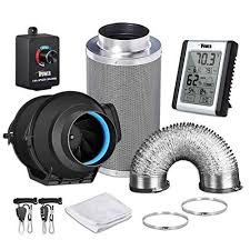 Ipower Glfanxexpset4d8chumd 4 Inch 150 Cfm Inline Carbon Filter 8 Feet Ducting With Fan Speed Controller And Temperature Humidity Monitor And Grow Tent Ventilat Grow Tent Inline Fan Fan Speed