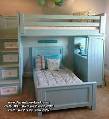 Desain kamar tidur anak perempuan lebih banyak aksesori lucu. Tempat Tidur Tingkat Kayu Minimalis Warna Biru Furniture Anak