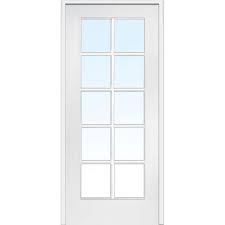 Mmi Door 30 In X 80 In Right Handed Primed Composite Clear Glass 10 Lite True Divided Single Prehung Interior Door Z009303r Glass French Doors Prehung Interior Doors Prehung Interior French Doors